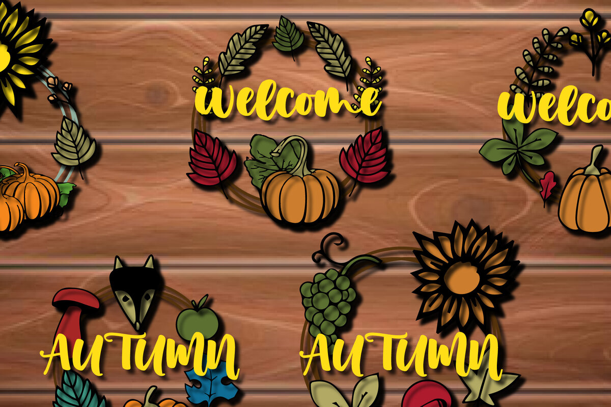 Σετ των 2 Intra απο ξύλο plywood 3mm-4mm πάχος κομμένων αρχείων με στρώματα φθινοπώρου Δίασταση 15x15 cm INTRAFABR-16497316