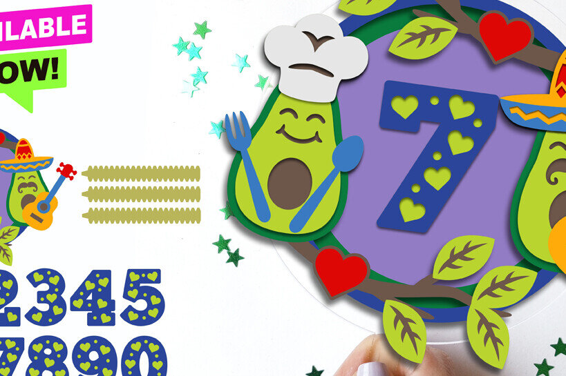 Σετ των 2 Intra απο ξύλο plywood 3mm-4mm πάχος Avocado Cake Topper 3D Δίασταση 15x15 cm INTRAFABR-117206721