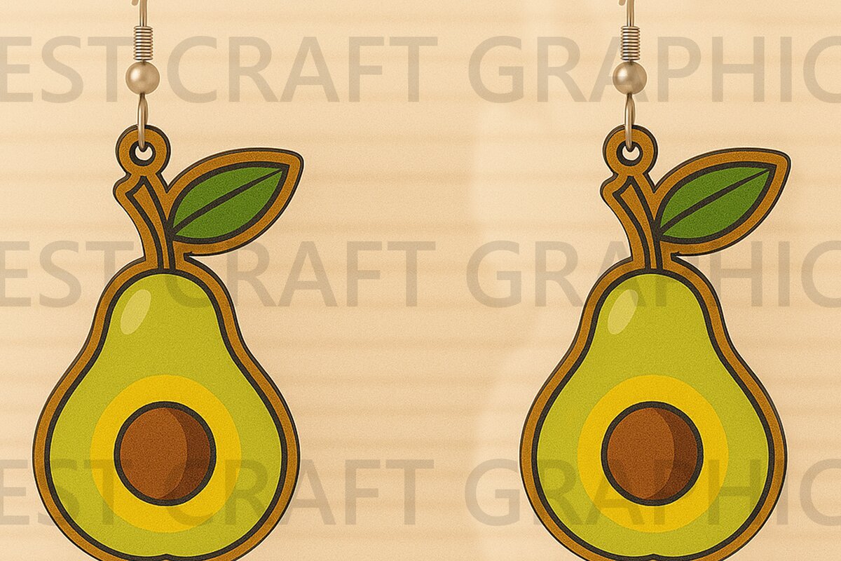 Σετ των 3 Intra απο ξύλο plywood 3mm-4mm πάχος Σκουλαρίκια Avocado Design Δίασταση 3x3 cm INTRAFABR-123671239