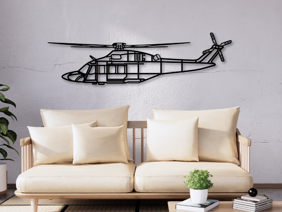 Σετ των 2 Intra απο ξύλο plywood 3mm-4mm πάχος AW139 Helicopter Silhouette Δίασταση 15x15 cm INTRAFABR-110316984