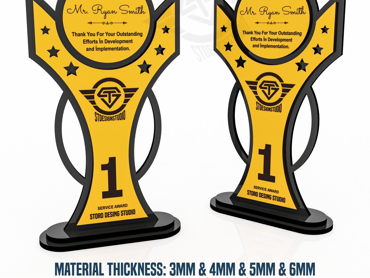 Σετ των 2 Intra απο ξύλο plywood 3mm-4mm πάχος Award Trophy κοπής με λέιζερ Δίασταση 15x15 cm INTRAFABR-119476527