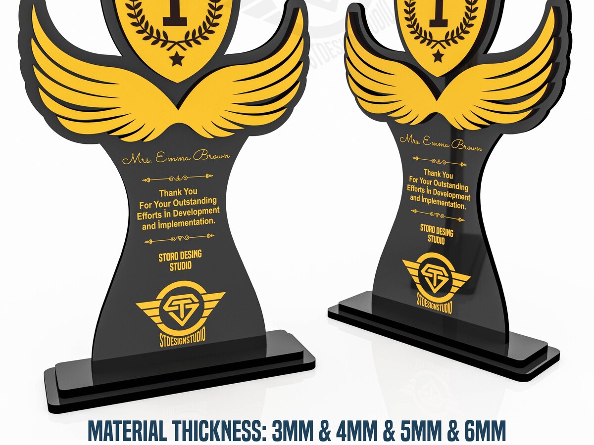 Σετ των 2 Intra απο ξύλο plywood 3mm-4mm πάχος Award Trophy κοπής με λέιζερ Δίασταση 15x15 cm INTRAFABR-119476533