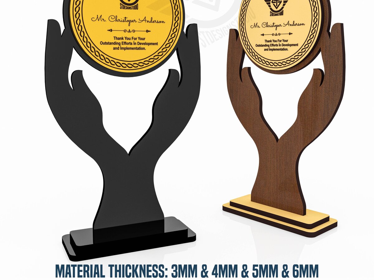 Σετ των 2 Intra απο ξύλο plywood 3mm-4mm πάχος Award Trophy κοπής με λέιζερ Δίασταση 15x15 cm INTRAFABR-119476541