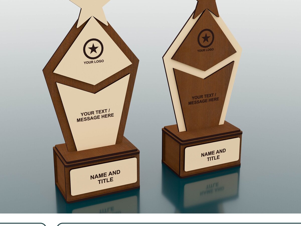 Σετ των 2 Intra απο ξύλο plywood 3mm-4mm πάχος Award Trophy , Wood Award Δίασταση 15x15 cm INTRAFABR-52603481