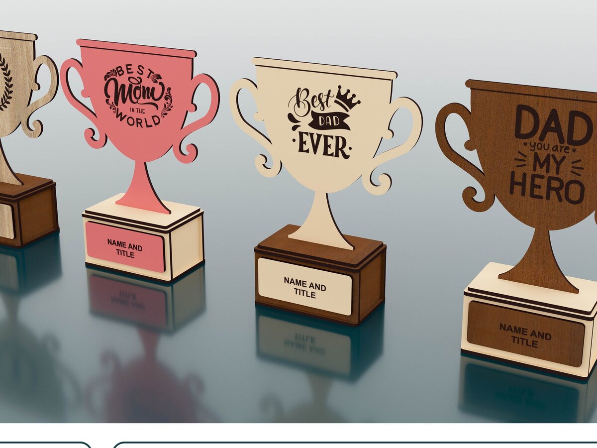 Σετ των 2 Intra απο ξύλο plywood 3mm-4mm πάχος Award Trophy , Wood Award Δίασταση 15x15 cm INTRAFABR-54716884
