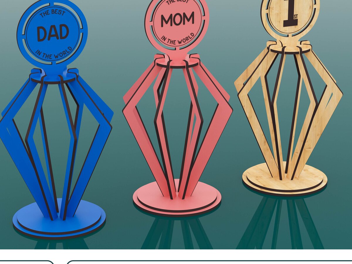 Σετ των 2 Intra απο ξύλο plywood 3mm-4mm πάχος Award Trophy , Wood Award Δίασταση 15x15 cm INTRAFABR-49941969