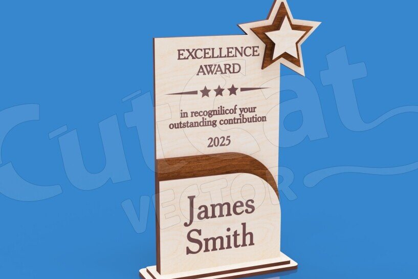 Intra απο ξύλο plywood 3mm-4mm πάχος Award Trophy με Rising Star  Δίασταση 30x20 cm INTRAFABR-123677077