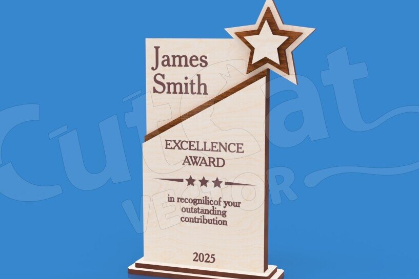 Σετ των 3 Intra απο ξύλο plywood 3mm-4mm πάχος Βραβεία βραβείων με Flying Star Δίασταση 15x15 cm INTRAFABR-123676703