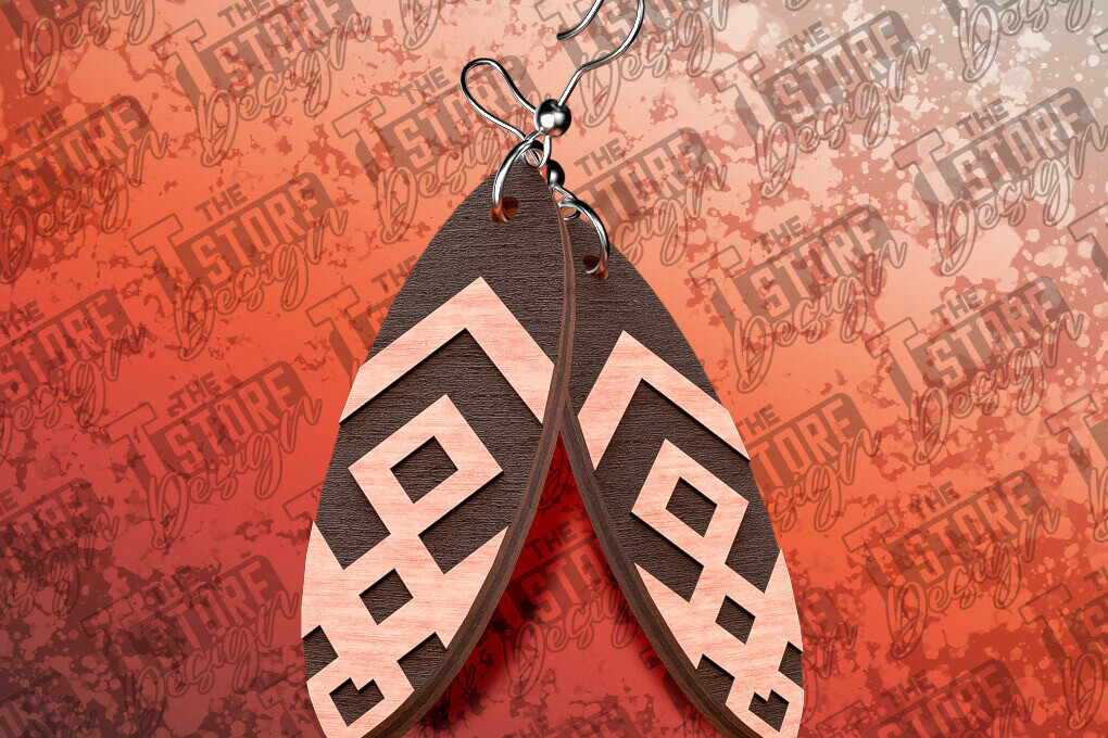 Σετ των 3 Intra απο ξύλο plywood 3mm-4mm πάχος Σκουλαρίκια Aztec Δίασταση 3x3 cm INTRAFABR-78991313