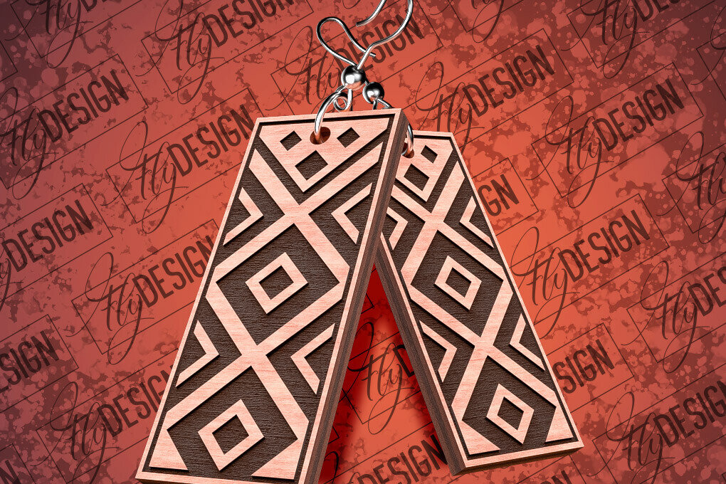 Σετ των 3 Intra απο ξύλο plywood 3mm-4mm πάχος Σκουλαρίκια Aztec Δίασταση 3x3 cm INTRAFABR-79292760