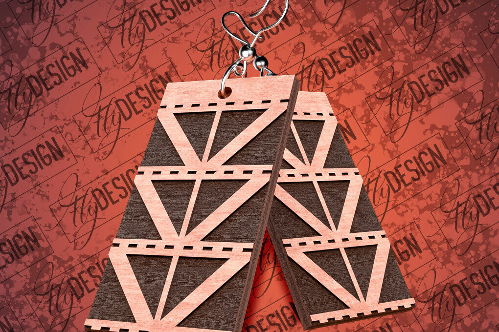 Σετ των 3 Intra απο ξύλο plywood 3mm-4mm πάχος Σκουλαρίκια Aztec Δίασταση 3x3 cm INTRAFABR-79292785