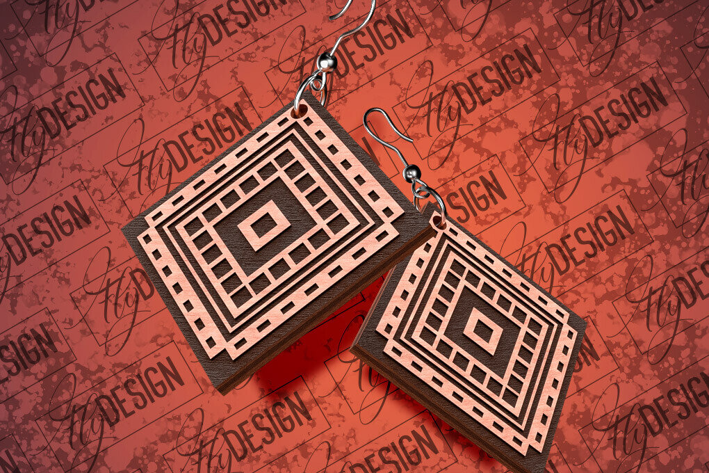 Σετ των 3 Intra απο ξύλο plywood 3mm-4mm πάχος Σκουλαρίκια Aztec Δίασταση 3x3 cm INTRAFABR-79292809