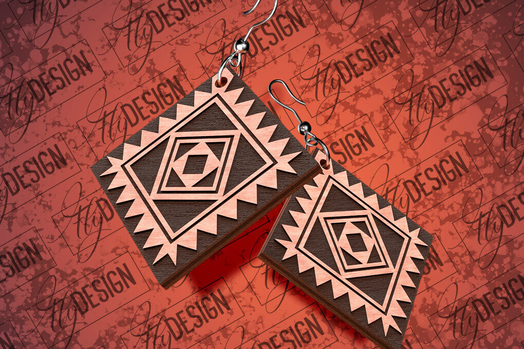 Σετ των 3 Intra απο ξύλο plywood 3mm-4mm πάχος Σκουλαρίκια Aztec Δίασταση 3x3 cm INTRAFABR-79292831