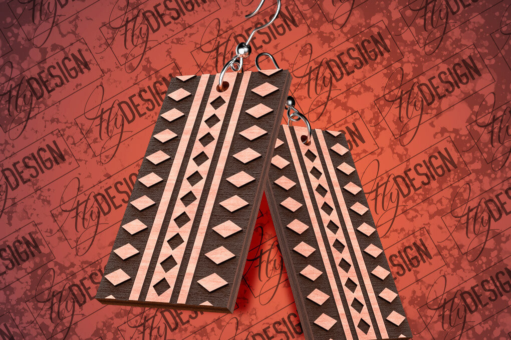 Σετ των 3 Intra απο ξύλο plywood 3mm-4mm πάχος Σκουλαρίκια Aztec Δίασταση 3x3 cm INTRAFABR-79292909