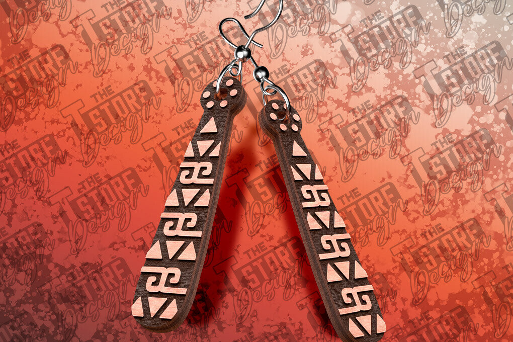 Σετ των 3 Intra απο ξύλο plywood 3mm-4mm πάχος Σκουλαρίκια Aztec Δίασταση 3x3 cm INTRAFABR-78991149