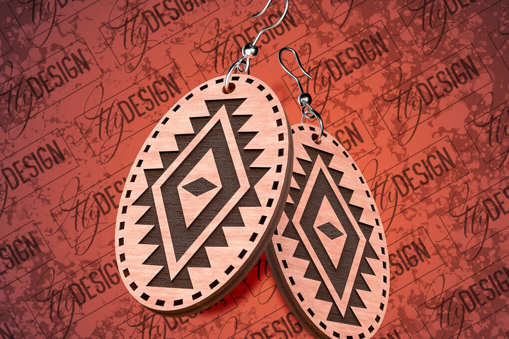 Σετ των 3 Intra απο ξύλο plywood 3mm-4mm πάχος Σκουλαρίκια Aztec Δίασταση 3x3 cm INTRAFABR-79292964