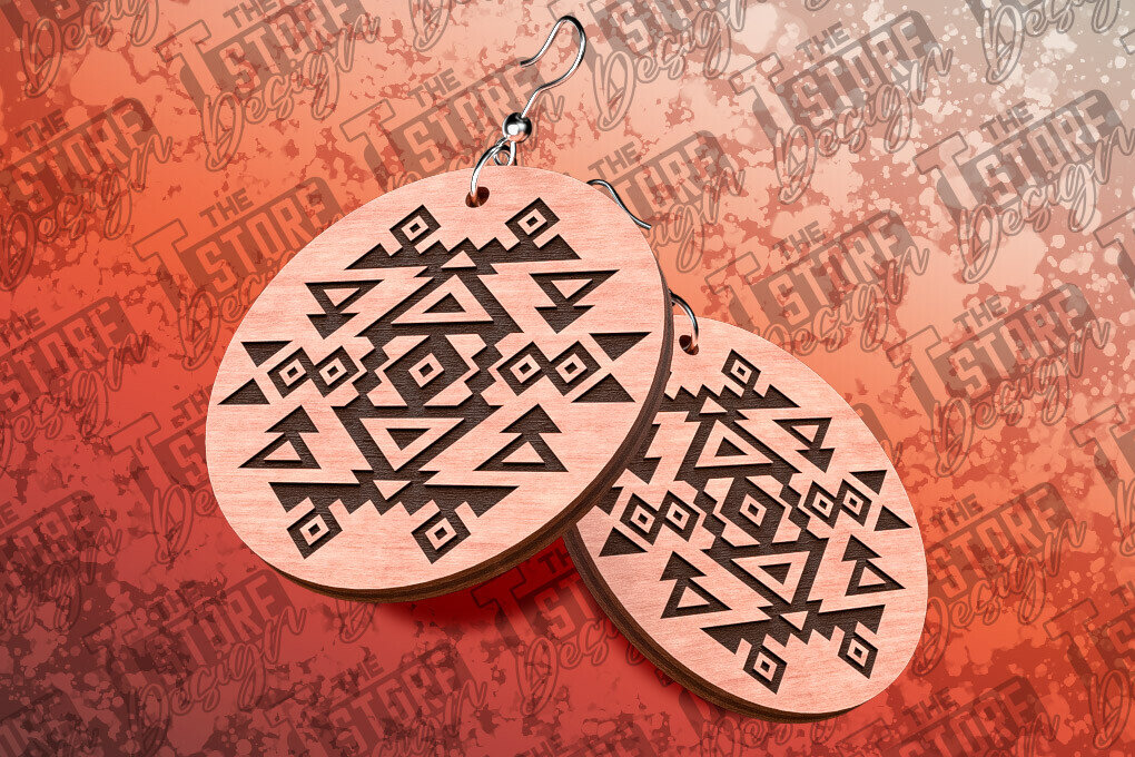 Σετ των 3 Intra απο ξύλο plywood 3mm-4mm πάχος Σκουλαρίκια Aztec Δίασταση 3x3 cm INTRAFABR-78991187