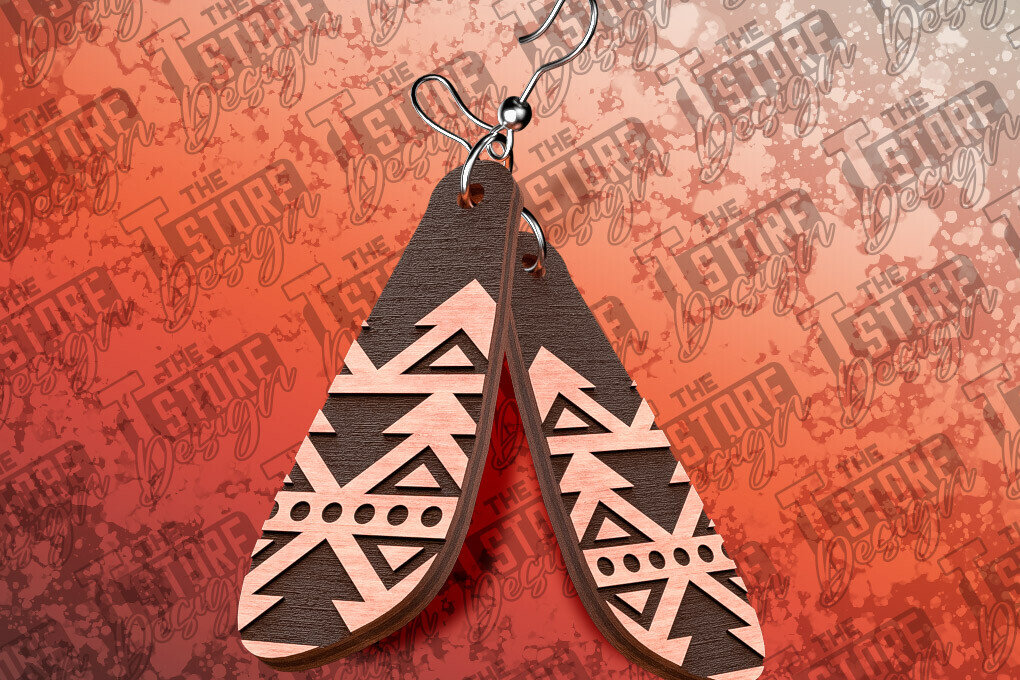 Σετ των 3 Intra απο ξύλο plywood 3mm-4mm πάχος Σκουλαρίκια Aztec Δίασταση 3x3 cm INTRAFABR-78991210