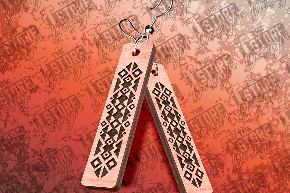 Σετ των 3 Intra απο ξύλο plywood 3mm-4mm πάχος Σκουλαρίκια Aztec Δίασταση 3x3 cm INTRAFABR-78991226