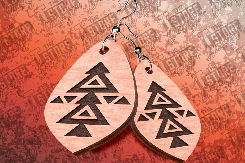 Σετ των 3 Intra απο ξύλο plywood 3mm-4mm πάχος Σκουλαρίκια Aztec Δίασταση 3x3 cm INTRAFABR-78991242