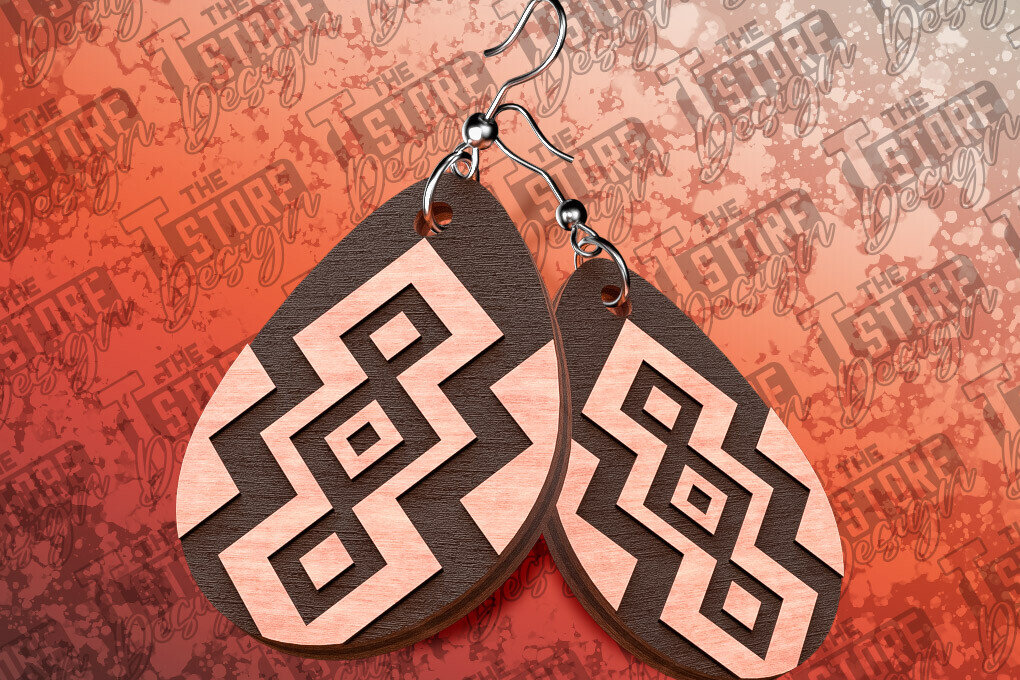 Σετ των 3 Intra απο ξύλο plywood 3mm-4mm πάχος Σκουλαρίκια Aztec Δίασταση 3x3 cm INTRAFABR-78991259