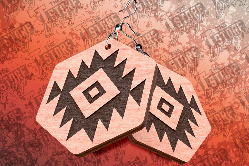 Σετ των 3 Intra απο ξύλο plywood 3mm-4mm πάχος Σκουλαρίκια Aztec Δίασταση 3x3 cm INTRAFABR-78991277