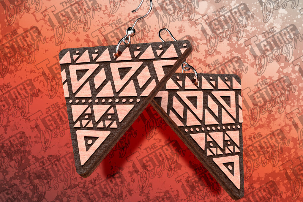 Σετ των 3 Intra απο ξύλο plywood 3mm-4mm πάχος Σκουλαρίκια Aztec Δίασταση 3x3 cm INTRAFABR-78991136