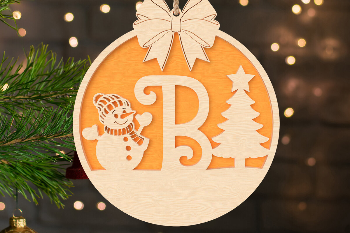 Σετ των 3 Intra απο ξύλο plywood 3mm-4mm πάχος B Αρχικό Χριστουγεννιάτικο Στολίδι Δίασταση 3x3 cm INTRAFABR-107429388