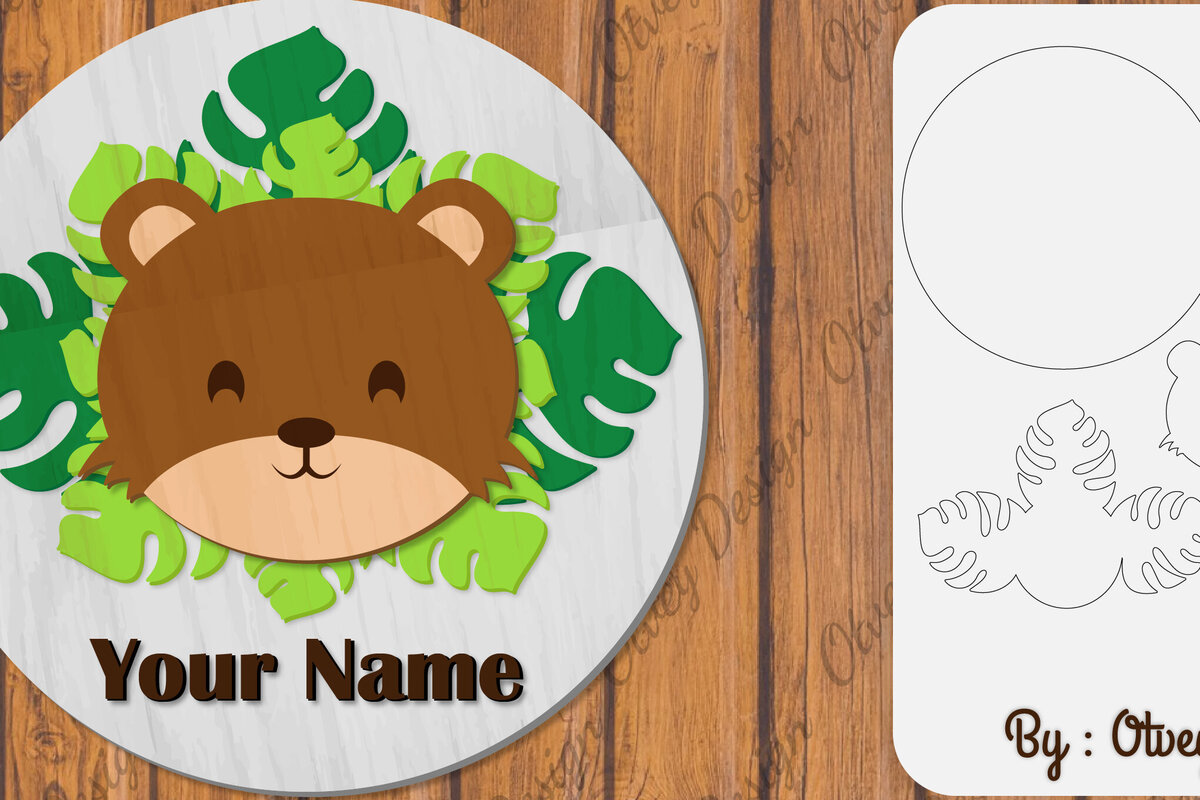 Intra απο ξύλο plywood 3mm-4mm πάχος Πινακίδα ονόματος μωρών ζώων Δίασταση 30x20 cm INTRAFABR-100161196