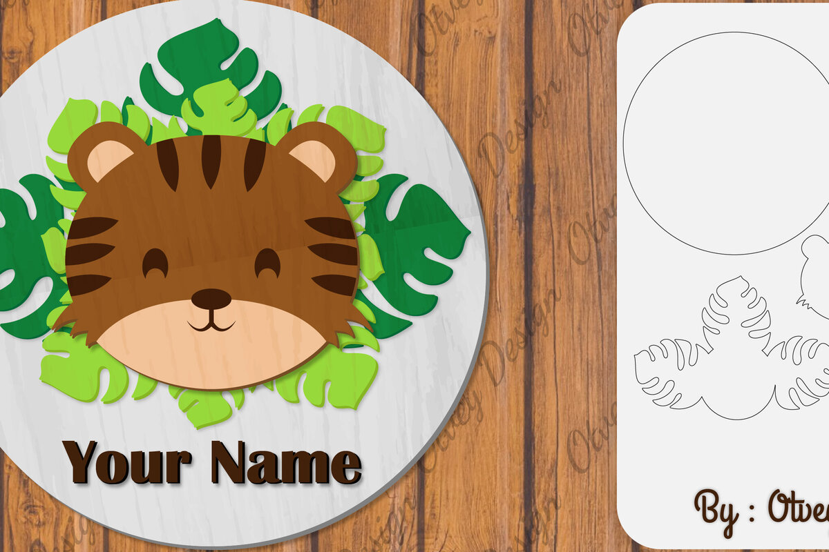 Intra απο ξύλο plywood 3mm-4mm πάχος Πινακίδα ονόματος μωρών ζώων Δίασταση 30x20 cm INTRAFABR-100161043