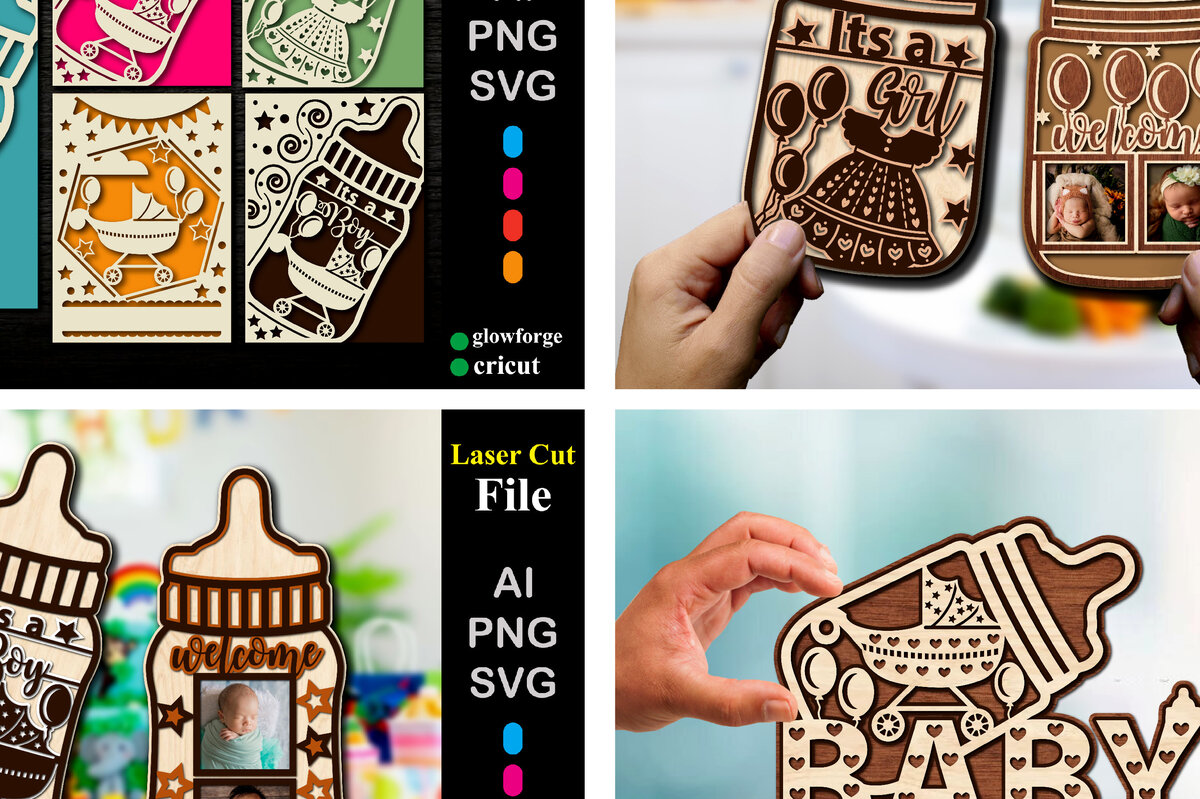 Σετ των 2 Intra απο ξύλο plywood 3mm-4mm πάχος Baby Ανακοίνωση Mega Δίασταση 15x15 cm INTRAFABR-69855660