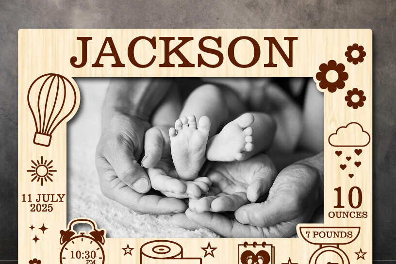 Intra απο ξύλο plywood 3mm-4mm πάχος Βρεφική Ανακοίνωση Κορνίζα Φωτογραφιών Κοπή  Δίασταση 20x30 cm INTRAFABR-115529612