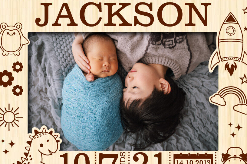 Σετ των 2 Intra απο ξύλο plywood 3mm-4mm πάχος Βρεφική Ανακοίνωση Κορνίζα Φωτογραφιών Κοπή  Δίασταση 20x30 cm INTRAFABR-115529627