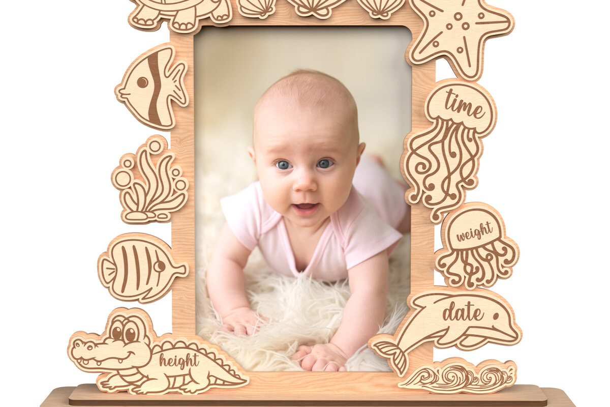 Intra απο ξύλο plywood 3mm-4mm πάχος Κορνίζα για βρεφική ανακοίνωση Δίασταση 20x30 cm INTRAFABR-116659565