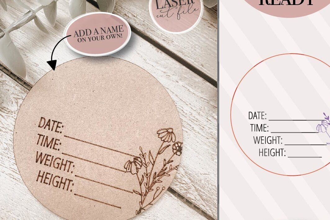 Σετ των 3 Intra απο ξύλο plywood 3mm-4mm πάχος Baby Announcement Photo Prop Δίασταση 4x4 cm INTRAFABR-75317279