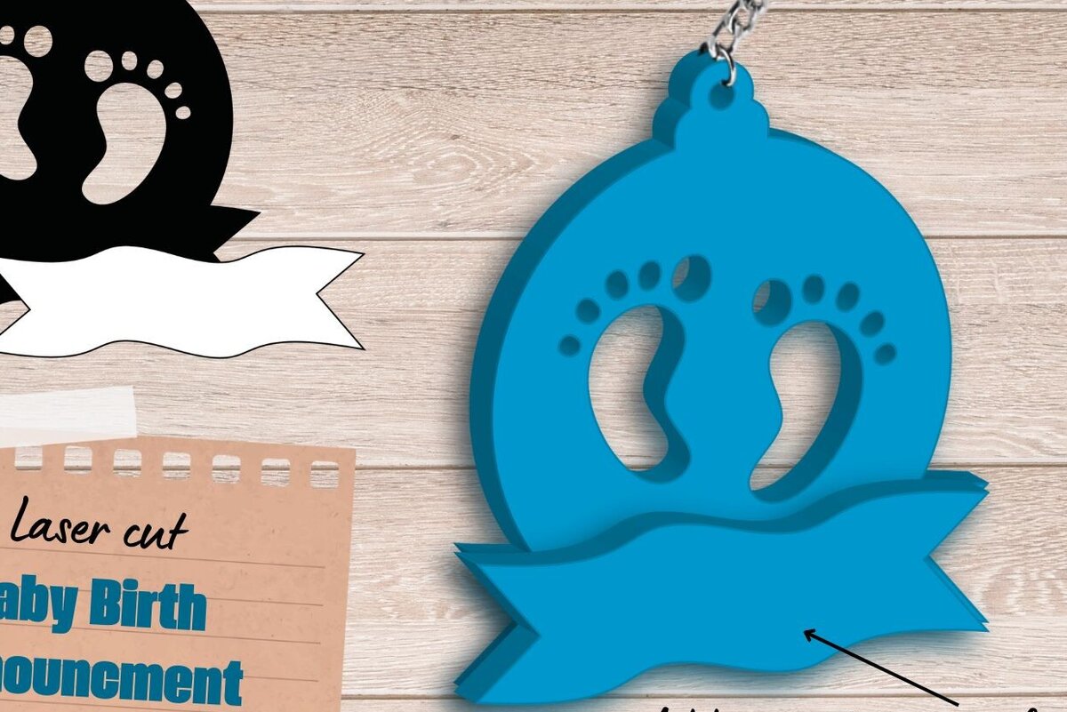 Σετ των 3 Intra απο ξύλο plywood 3mm-4mm πάχος Ανακοίνωση γέννησης Μπρελόκ, Δίασταση 3x3 cm INTRAFABR-83304054