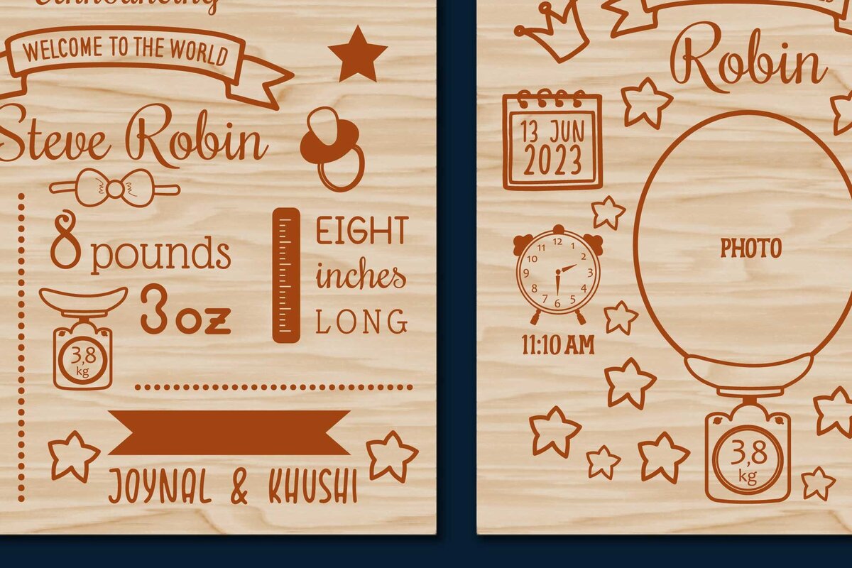 Intra απο ξύλο plywood 3mm-4mm πάχος προτύπων αναγγελίας γέννησης μωρού Δίασταση 40x40 cm INTRAFABR-77521424