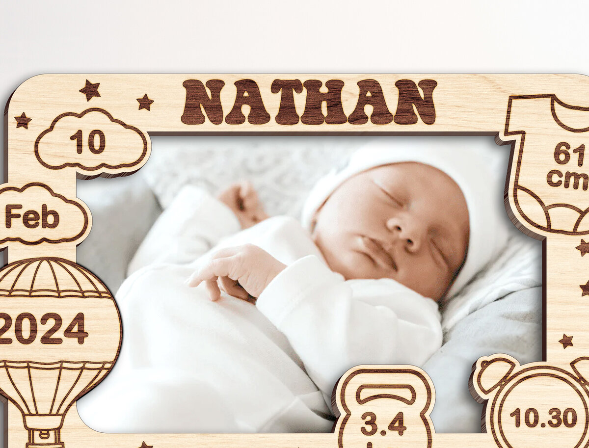 Intra απο ξύλο plywood 3mm-4mm πάχος Κορνίζα γέννησης μωρού Δίασταση 20x30 cm INTRAFABR-102981410