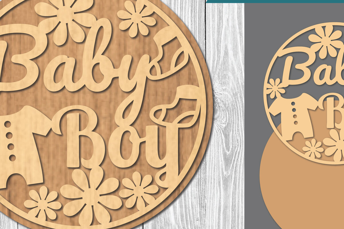 Σετ των 2 Intra απο ξύλο plywood 3mm-4mm πάχος Σήμα κοπής με λέιζερ μωρού 1 Δίασταση 15x15 cm INTRAFABR-106685596