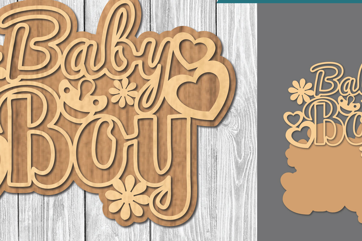 Σετ των 2 Intra απο ξύλο plywood 3mm-4mm πάχος Σήμα κοπής με λέιζερ μωρού 2 Δίασταση 15x15 cm INTRAFABR-106685668