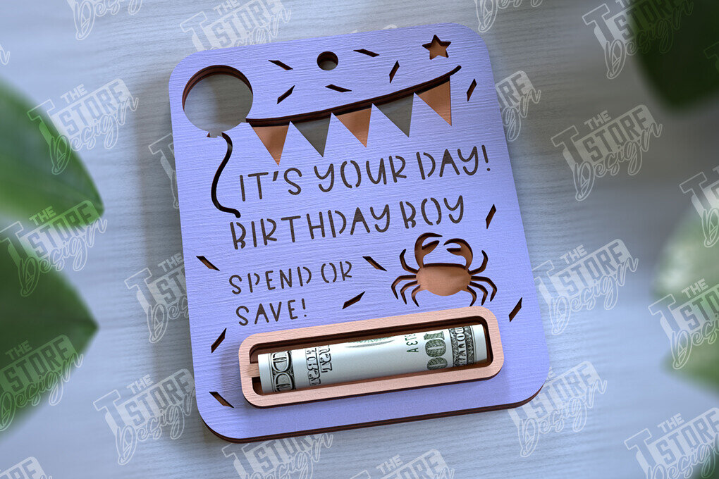 Σετ των 2 Intra απο ξύλο plywood 3mm-4mm πάχος Baby Boy Money Card | Ευχετήρια κάρτα |CNC Δίασταση 10x20 cm INTRAFABR-97158914