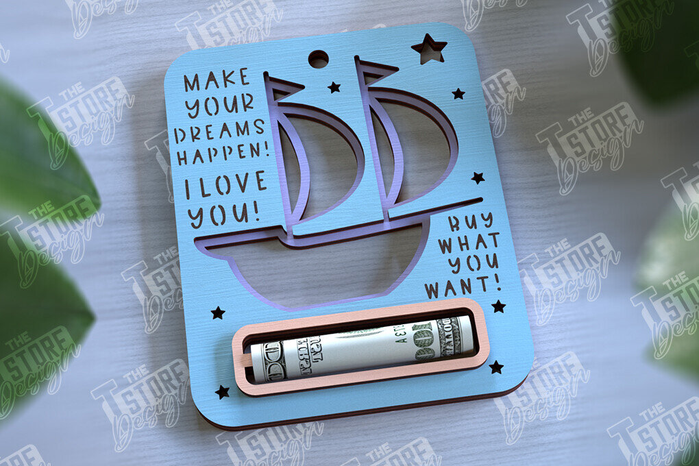 Σετ των 3 Intra απο ξύλο plywood 3mm-4mm πάχος Baby Boy Money Card | Ευχετήρια κάρτα |CNC Δίασταση 10x20 cm INTRAFABR-97158952