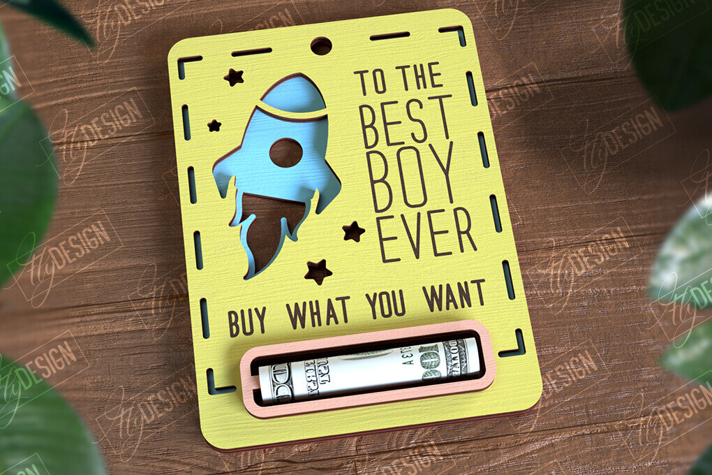 Σετ των 2 Intra απο ξύλο plywood 3mm-4mm πάχος Baby Boy Money Card | Ευχετήρια κάρτα |CNC Δίασταση 10x20 cm INTRAFABR-97155208