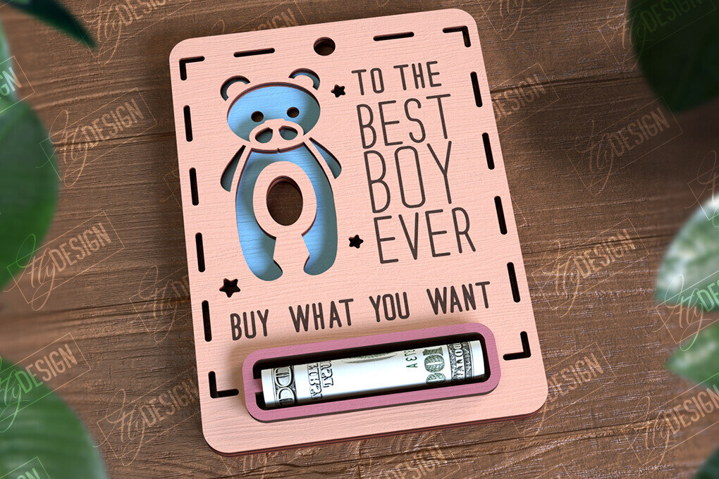 Σετ των 3 Intra απο ξύλο plywood 3mm-4mm πάχος Baby Boy Money Card | Ευχετήρια κάρτα |CNC Δίασταση 10x20 cm INTRAFABR-97155239