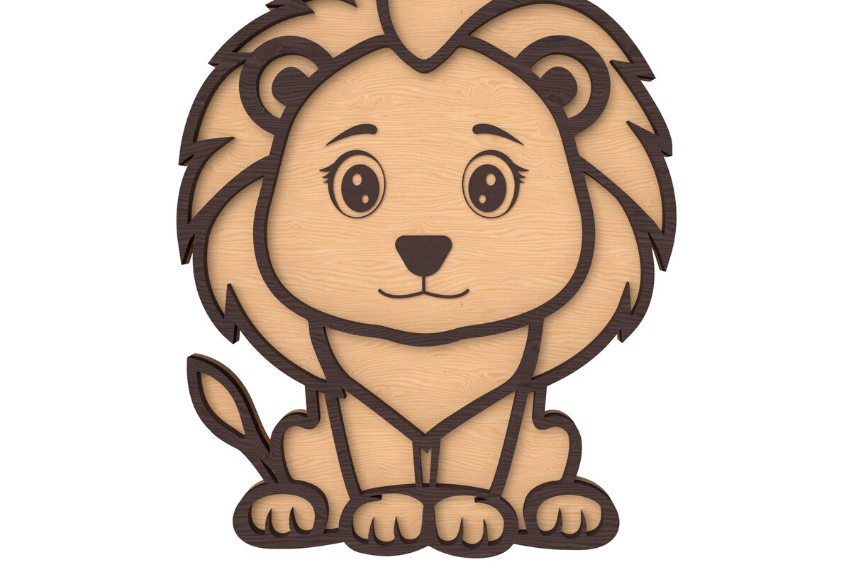 Intra απο ξύλο plywood 3mm-4mm πάχος κοπής με λέιζερ Baby Cute Lion Δίασταση 30x20 cm INTRAFABR-116648348