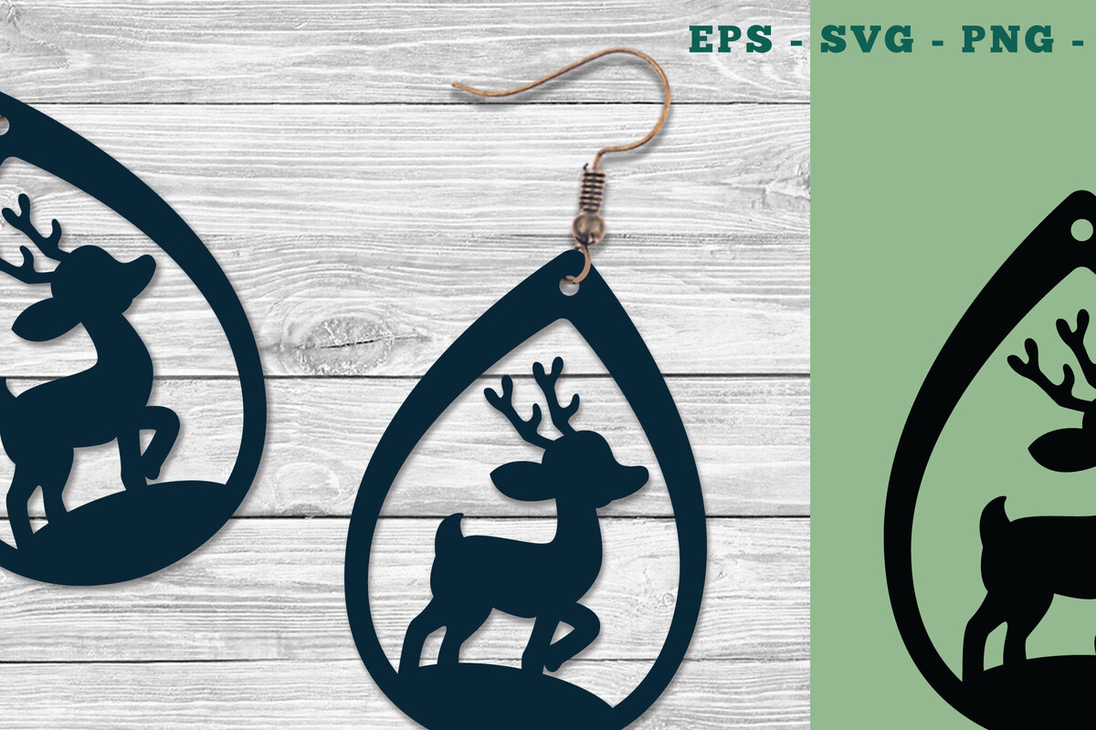 Σετ των 3 Intra απο ξύλο plywood 3mm-4mm πάχος Baby Deer Earrings Design Δίασταση 3x3 cm INTRAFABR-111317951