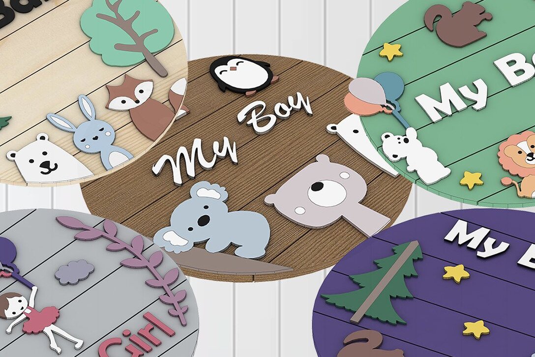 Σετ των 2 Intra απο ξύλο plywood 3mm-4mm πάχος Βρεφική πόρτα στρογγυλή λίμα Κρεμάστρα νηπιαγωγείου Δίασταση 15x15 cm INTRAFABR-37056910