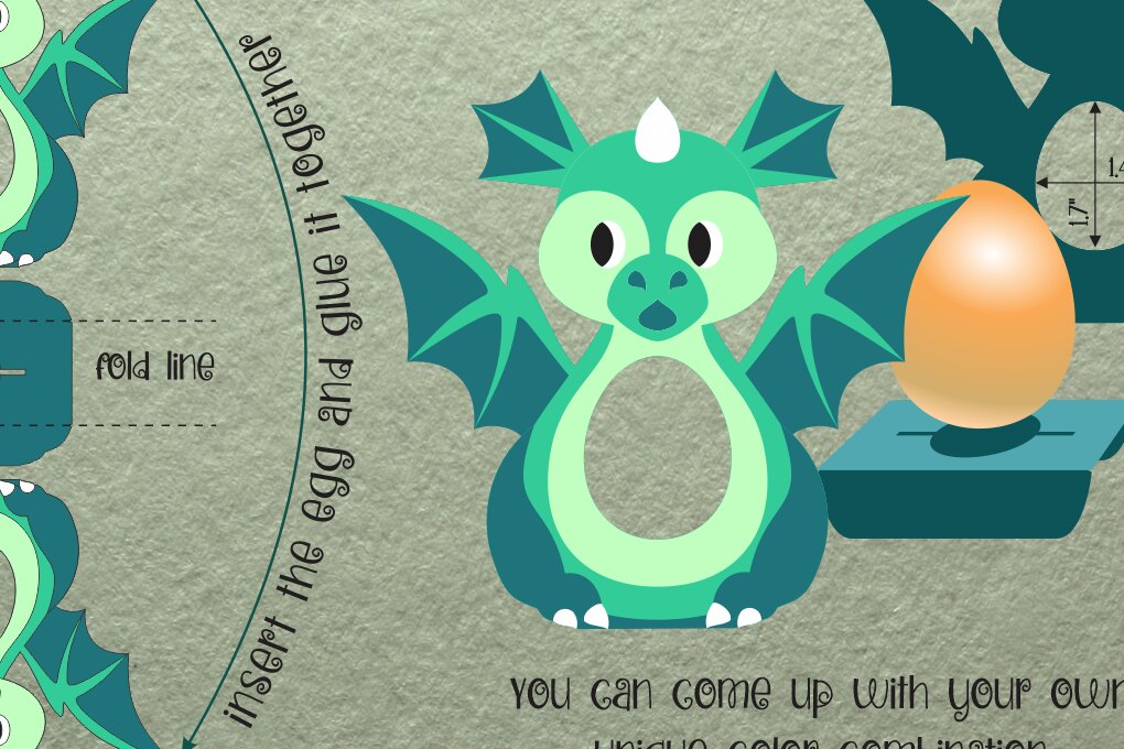 Σετ των 3 Intra απο ξύλο plywood 3mm-4mm πάχος Μωρό Δράκο | Πασχαλινή αυγοθήκη Δίασταση 15x15 cm INTRAFABR-91198338