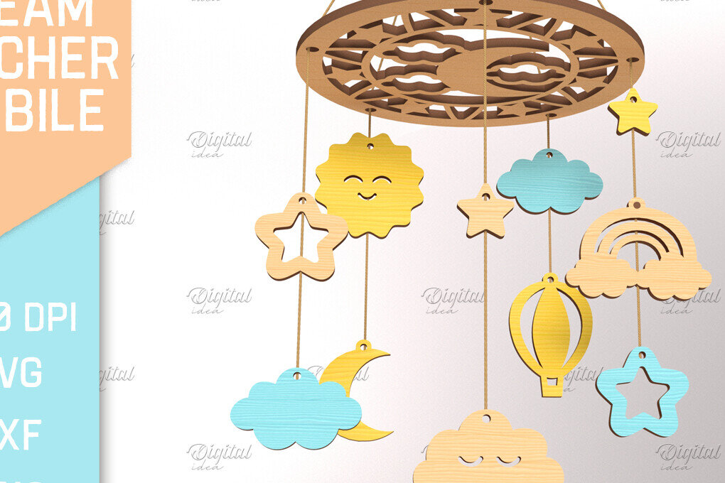 Intra απο ξύλο plywood 3mm-4mm πάχος Baby Dream Catcher Mobile Cut  Δίασταση 30x20 cm INTRAFABR-85702314
