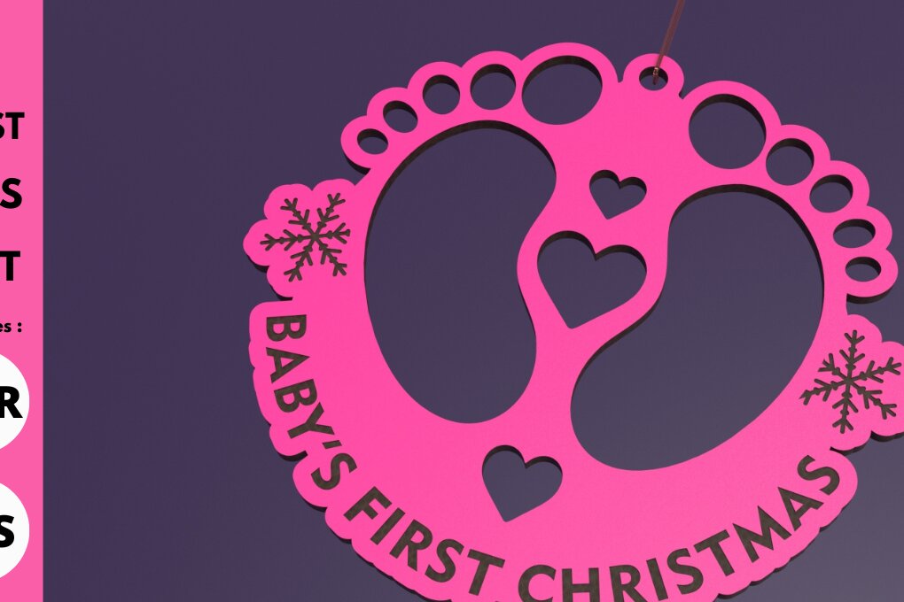 Σετ των 3 Intra απο ξύλο plywood 3mm-4mm πάχος Πρώτο χριστουγεννιάτικο στολίδι μωρού με λέιζερ Δίασταση 8x8 cm INTRAFABR-80191491